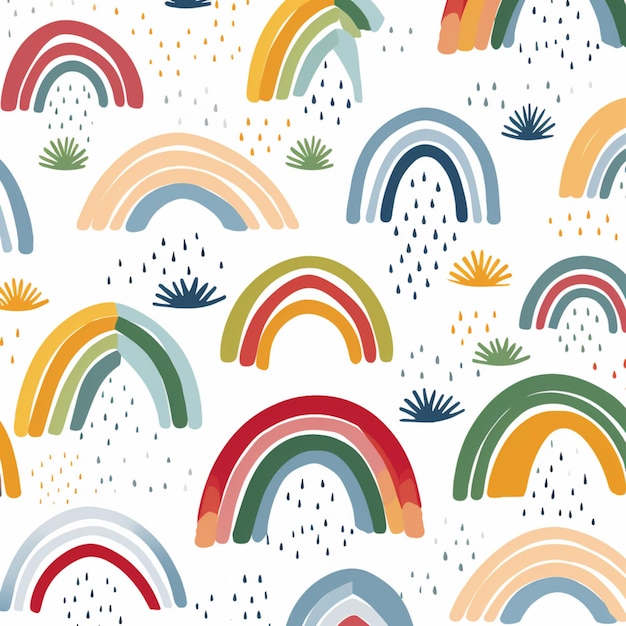 Foto een close-up van een patroon van regenbogen en regendruppels generatieve ai