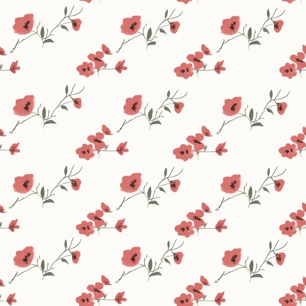 Foto een close-up van een patroon van rode bloemen op een witte achtergrond generatieve ai