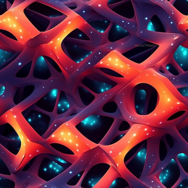 Een close up van een patroon van rode en blauwe vormen generatieve ai