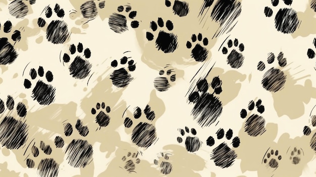 Foto een close-up van een patroon van zwart-witte dierlijke voetafdrukken generatieve ai