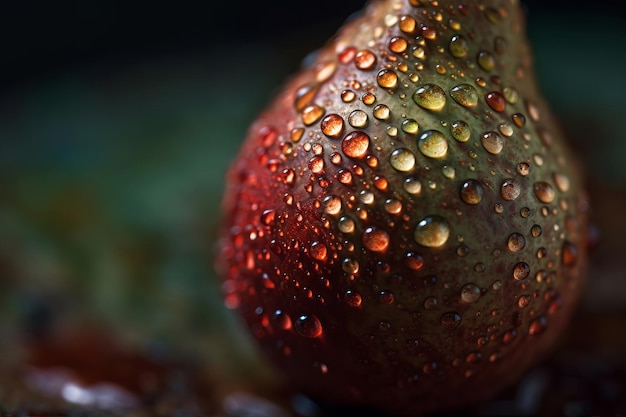 Foto een close-up van een peer met waterdruppels erop