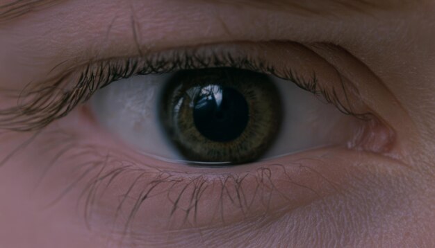 Een close-up van een persoon oog met een groene iris