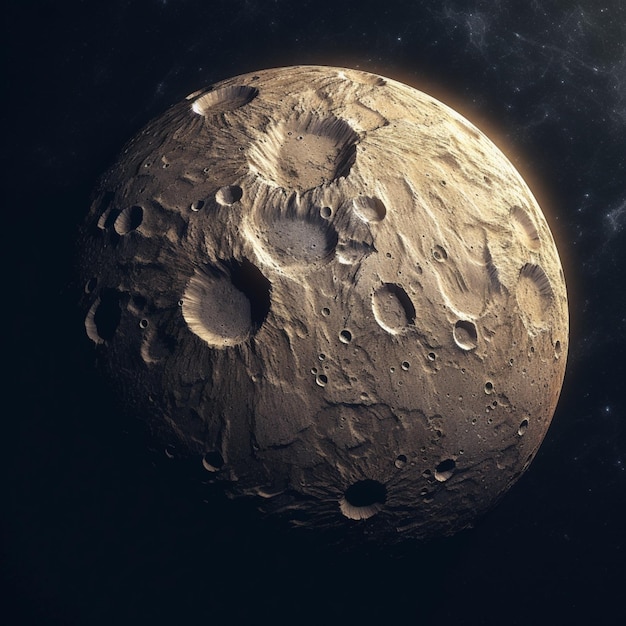 Een close-up van een planeet met een zeer grote maan op de achtergrond generatieve ai