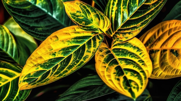 Foto een close-up van een plant met groene en gele bladeren