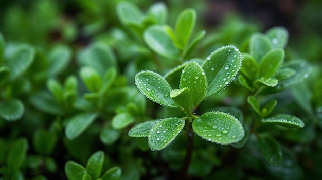 Een close-up van een plant met waterdruppels erop