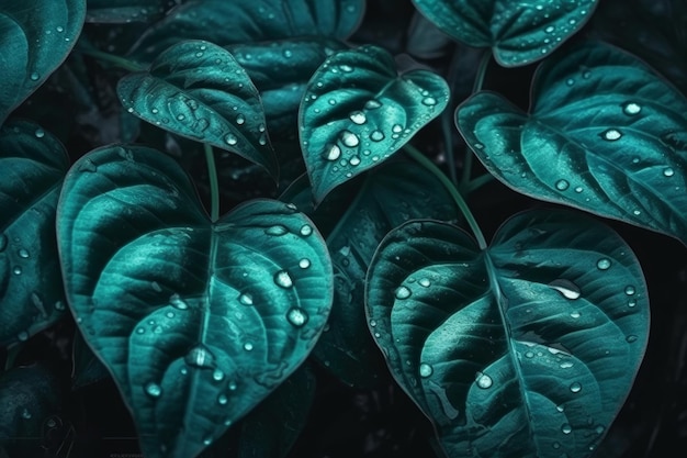 Een close-up van een plant met waterdruppels erop