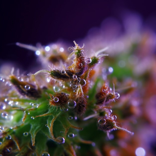 Foto een close-up van een plant met waterdruppels erop
