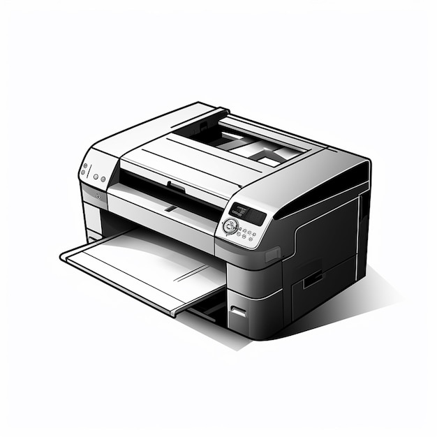 een close-up van een printer met een papierlade erin generatieve ai