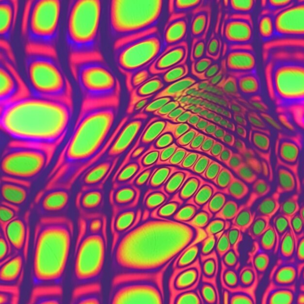 een close-up van een psychedelisch patroon met een groene en rode generatieve ai als achtergrond