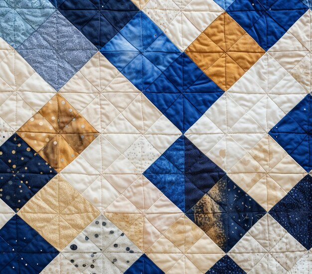 Foto een close-up van een quilted quilt met een diamant ontwerp generatieve ai