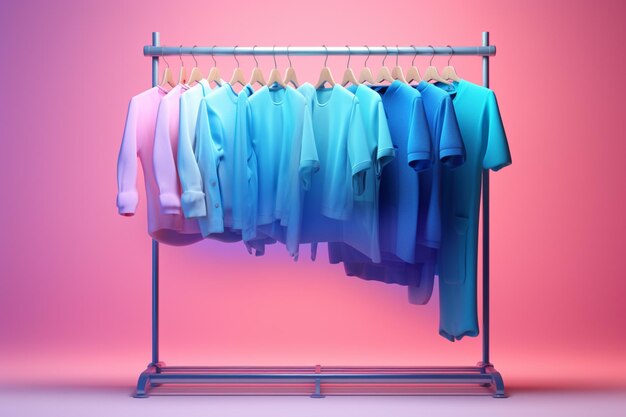 Een close-up van een rack met een verscheidenheid aan shirts erop generatieve ai