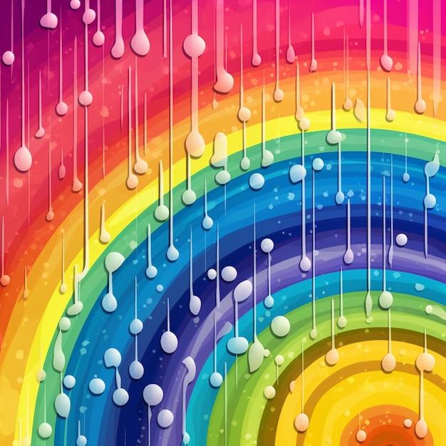 Foto een close-up van een regenboog met regendruppels erop generatieve ai