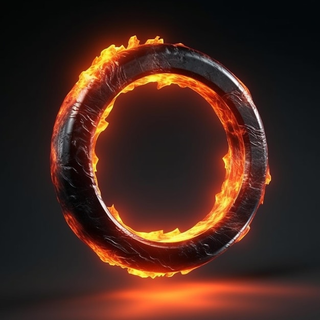 Foto een close-up van een ring van vuur met een zwarte achtergrond generatieve ai