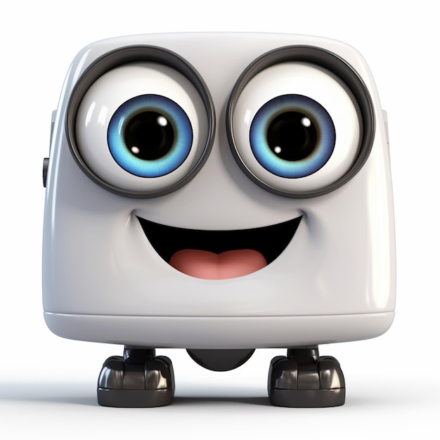 een close-up van een robot met grote ogen en een glimlach generatieve ai