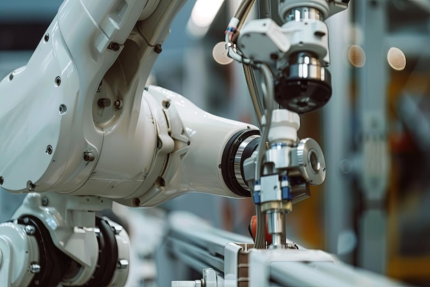 Foto een close-up van een robotarm in een fabriek
