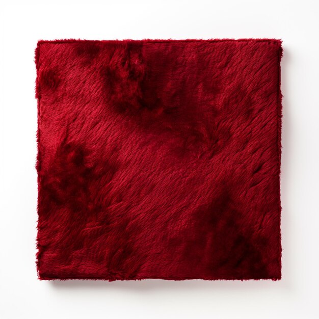 Foto een close-up van een rood stuk bont op een wit oppervlak generatieve ai
