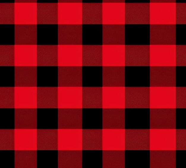 een close-up van een rood-zwarte plaid stof generatieve ai