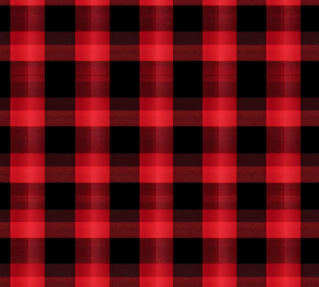 een close-up van een rood-zwarte plaid stof generatieve ai