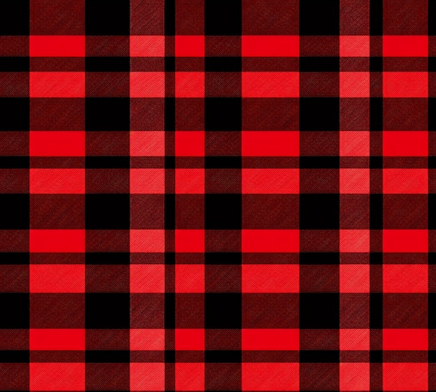 een close-up van een rood-zwarte plaid stof generatieve ai