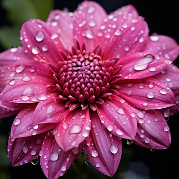 Een close-up van een roze bloem met waterdruppeltjes erop