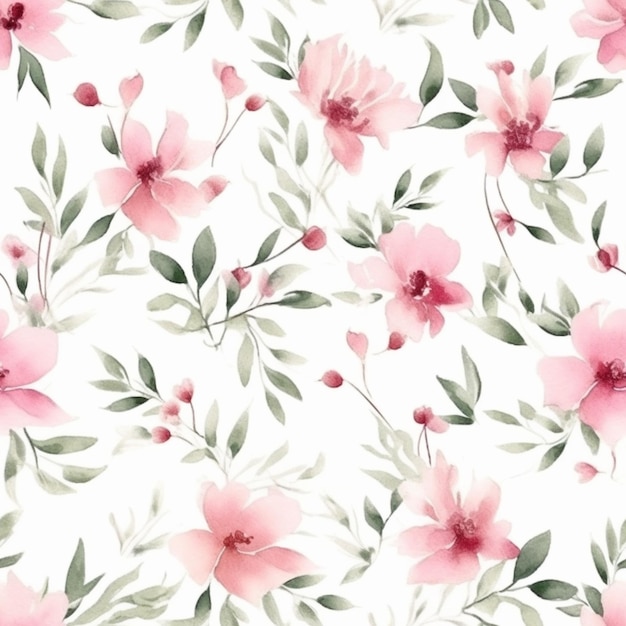 Een close-up van een roze bloempatroon op een witte achtergrond generatieve ai