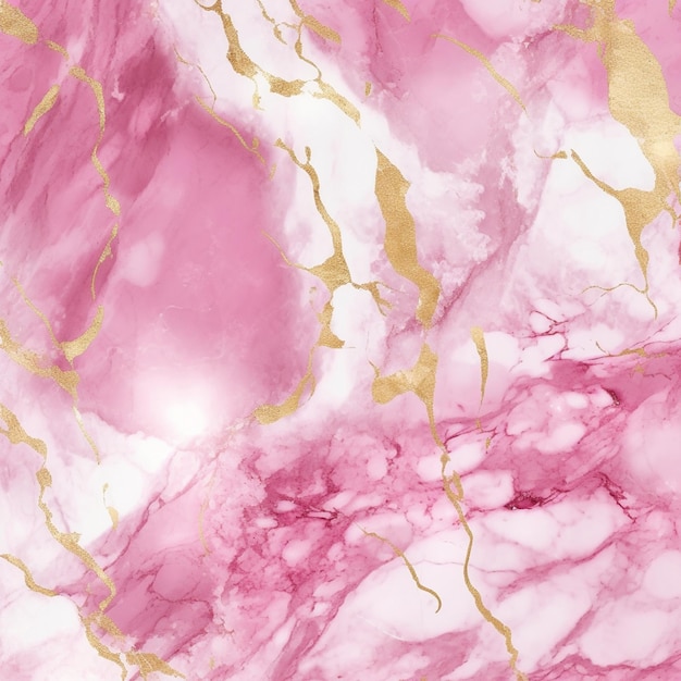 Een close-up van een roze en gouden marmeren achtergrond met generatieve ai van goudfolie