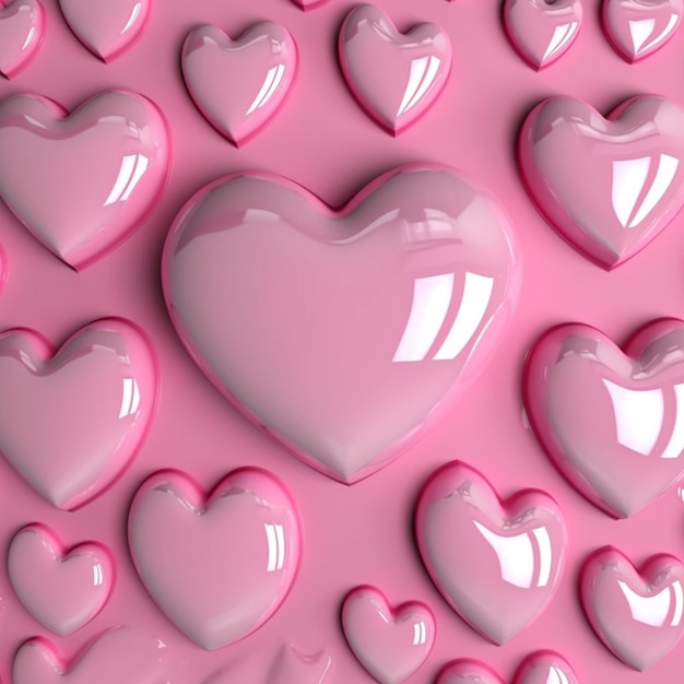 Een close-up van een roze hart omgeven door kleinere roze harten generatieve ai