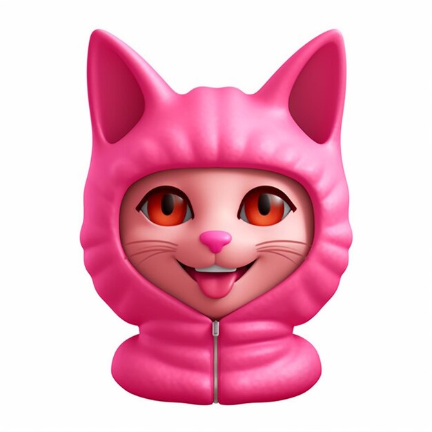 Foto een close-up van een roze kat die een roze hoodie draagt