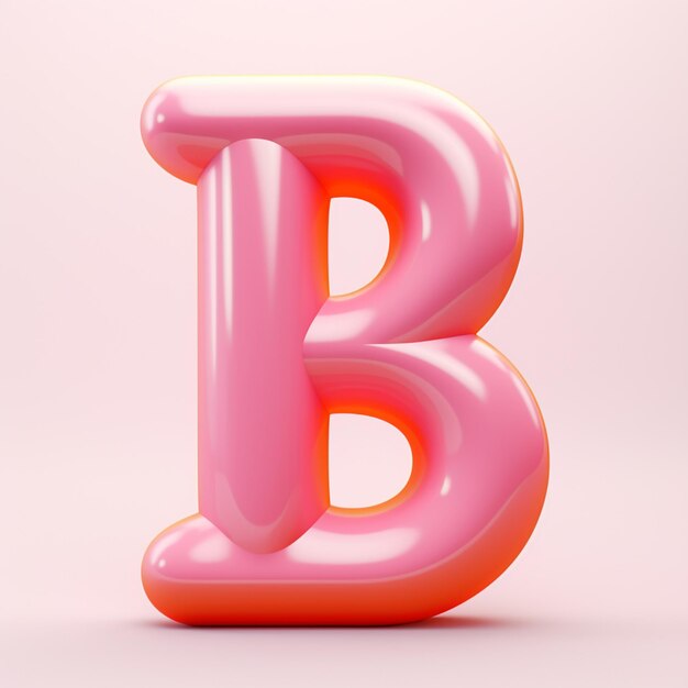 een close-up van een roze letter b met een witte achtergrond generatieve ai