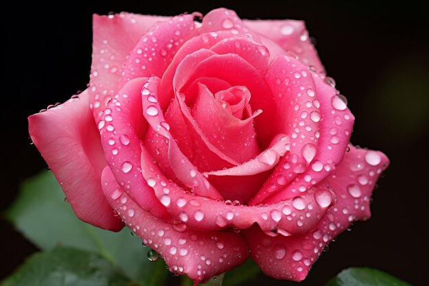 Een close-up van een roze roos met dauwdruppels Roze