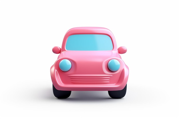 een close-up van een roze speelgoedwagen met een blauw raam generatieve ai