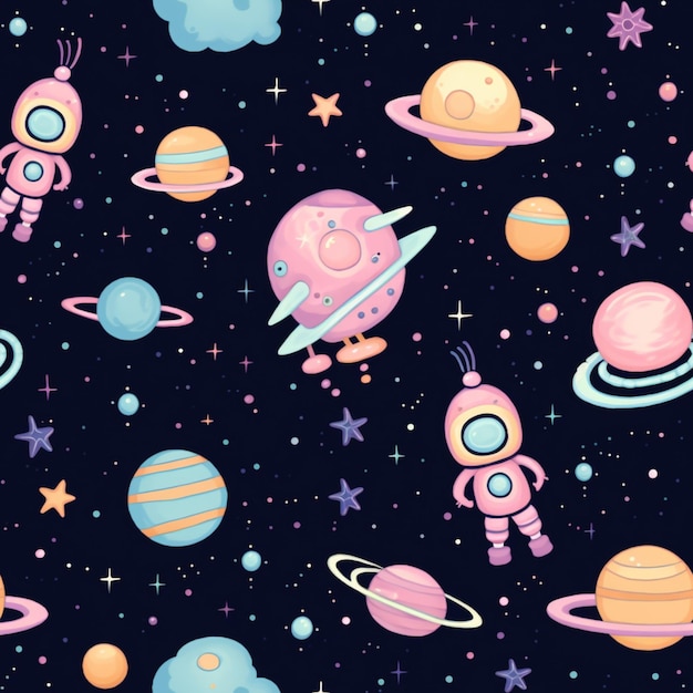 Een close-up van een ruimte-thema achtergrond met planeten en sterren generatieve ai