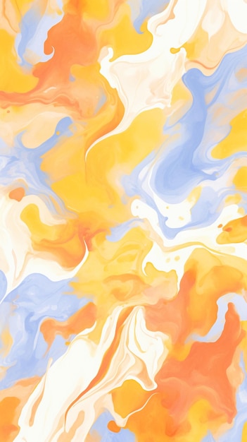 een close-up van een schilderij van een kleurrijke achtergrond met een witte en oranje swirl generatieve ai