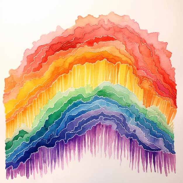 Foto een close-up van een schilderij van een regenboog gekleurde golf generatieve ai