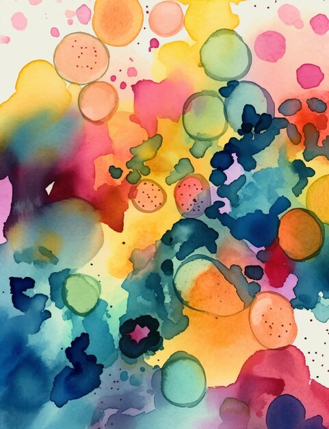 Foto een close-up van een schilderij van een stel kleurrijke bubbels generatieve ai