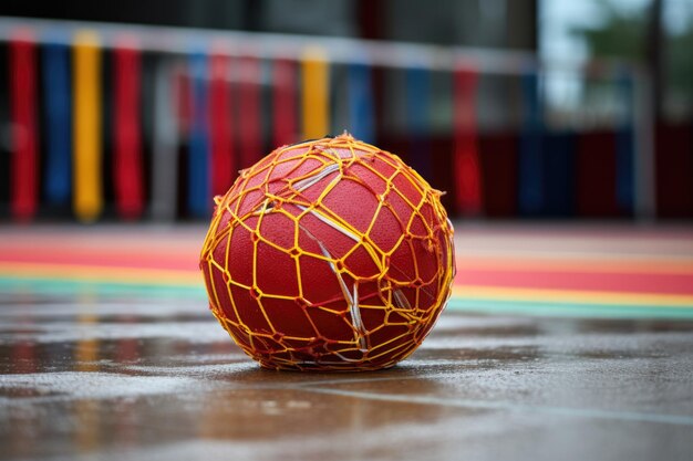 Foto een close-up van een sepak takraw bal op een veld