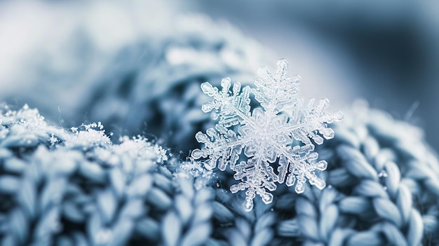 een close-up van een sneeuwvlok op een plant