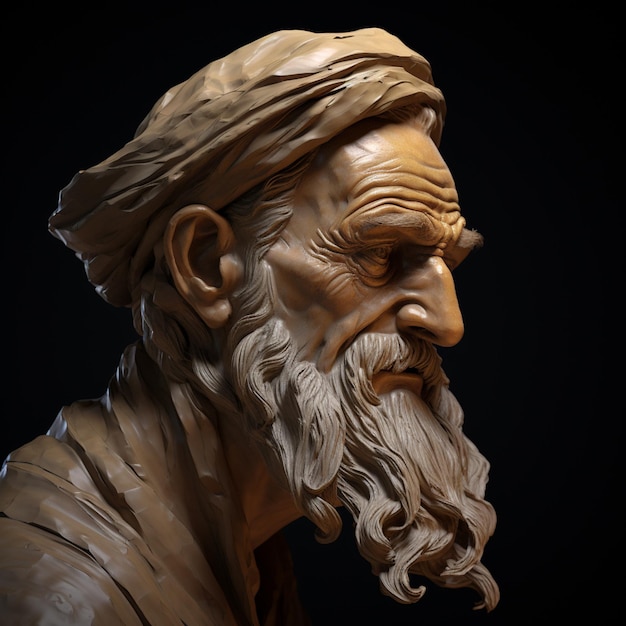 Foto een close-up van een standbeeld van een man met een baard generatieve ai