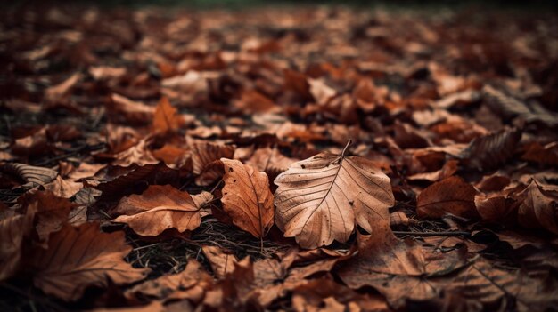 Een close-up van een stapel herfstbladeren