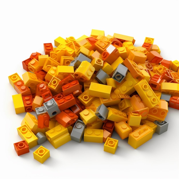 Een close-up van een stapel lego's op een witte ondergrond generatieve ai