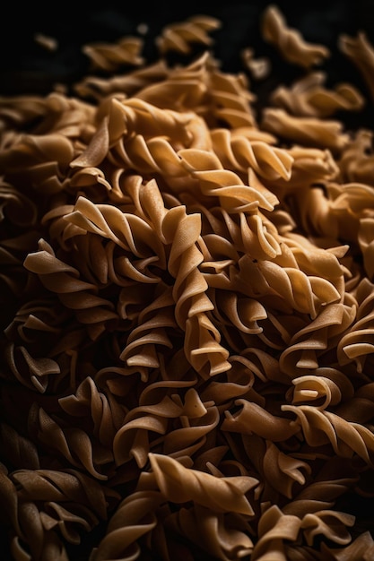 Een close-up van een stapel pasta met het woord pasta erop