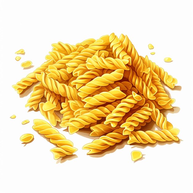 een close-up van een stapel pasta op een wit oppervlak generatieve ai
