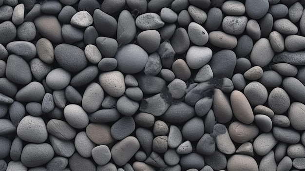 Een close-up van een stapel zwarte en grijze kiezels.