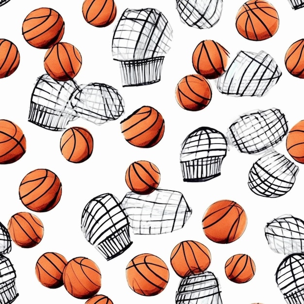 Een close-up van een stel basketbalballen op een wit oppervlak generatieve ai