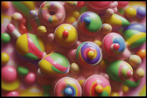 Een close-up van een stel kleurrijke ballen