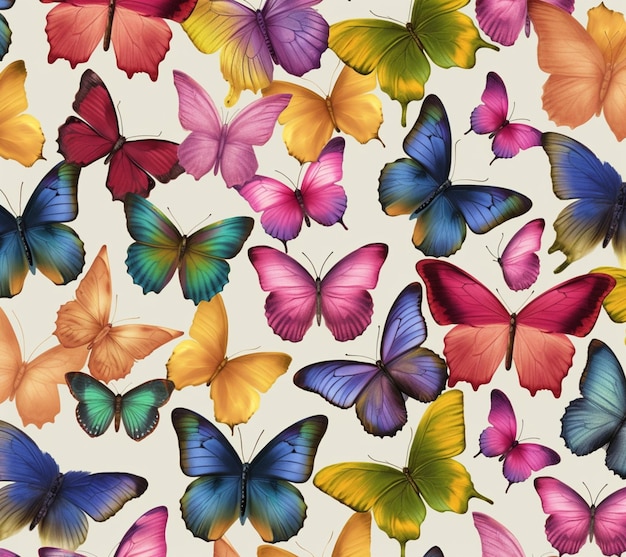 Een close-up van een stel kleurrijke vlinders op een witte achtergrond generatieve ai