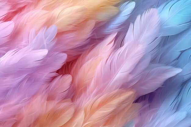 Een close-up van een stel veren met verschillende kleuren generatieve ai