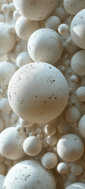 Een close-up van een stel witte ballen met gaten