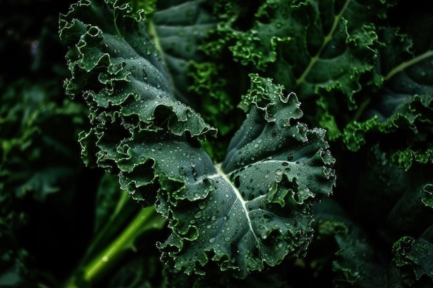 Een close-up van een stelletje groene bladgroenten generatieve AI