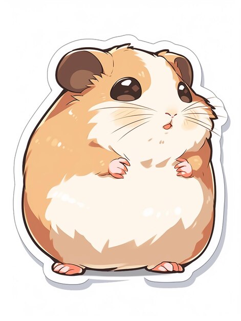 Foto een close-up van een sticker van een hamster met een witte achtergrond generatieve ai